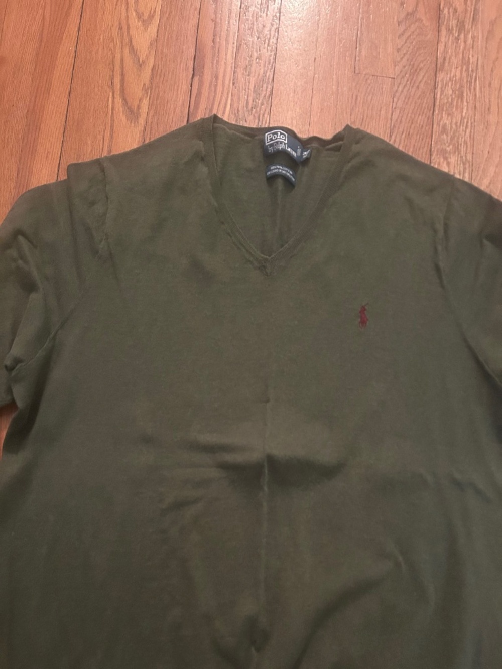 Polo by Ralph Lauren Men's Olive Green V-Neck Sweater 2XLT Pima Cotton Big and T
